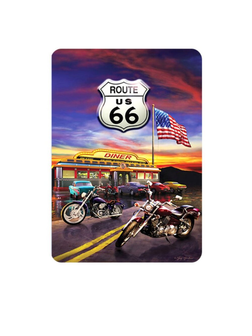 Vintage Route 66 Diner & Bikes Tin Sign | Retro Garage Decor 🚗🏍️